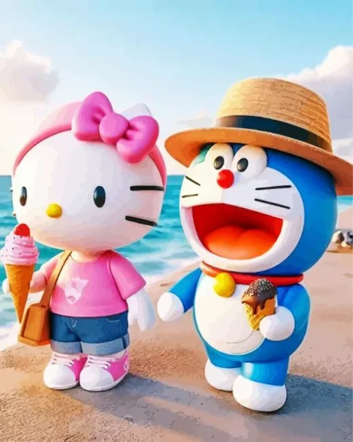 Doraemon And Hello Kitty Diamond Painting