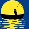 Fisherman On Boat Silhouette Diamond Painting