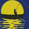 Fisherman On Boat Silhouette Diamond Painting