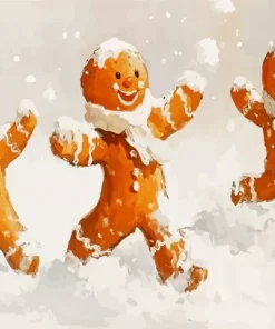 Gingerbread Boys Skiing Diamond Painting