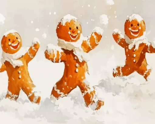 Gingerbread Boys Skiing Diamond Painting
