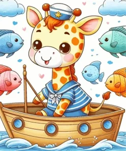 Giraffe And Fish Nursery Diamond Painting