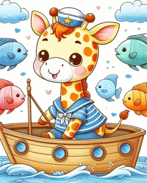 Giraffe And Fish Nursery Diamond Painting