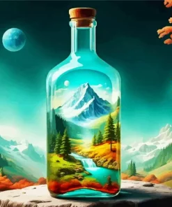 Glass Bottle Landscape Scenery Diamond Painting
