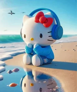 Hello Kitty Listening To Music Diamond Painting