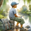Little Boy Fishing Diamond Painting