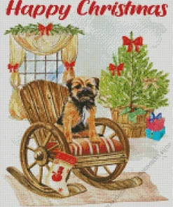 Merry Christmas Border Terrier Diamond Painting