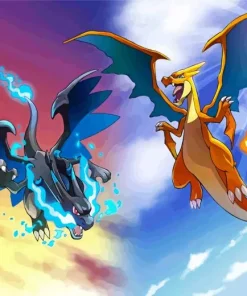 Pokemon Both Mega Charizards Diamond Painting