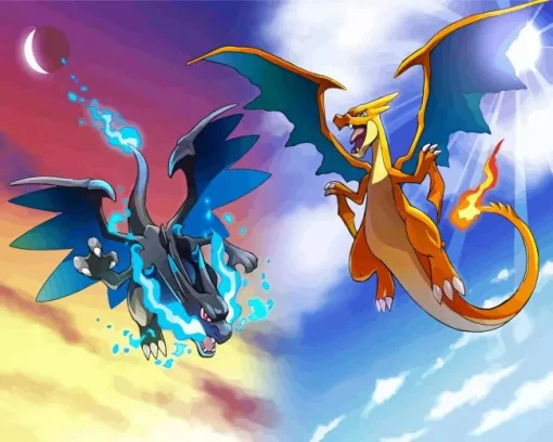 Pokemon Both Mega Charizards Diamond Painting