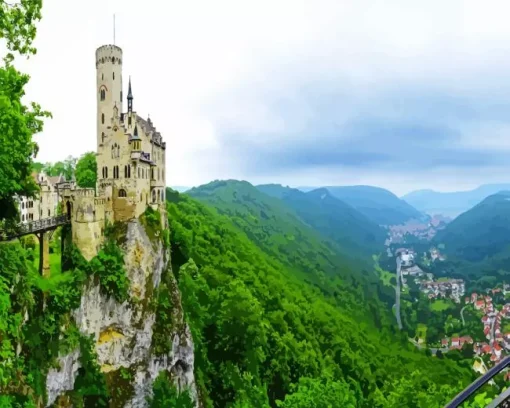 Schloss Lichtenstein Castle Diamond Painting