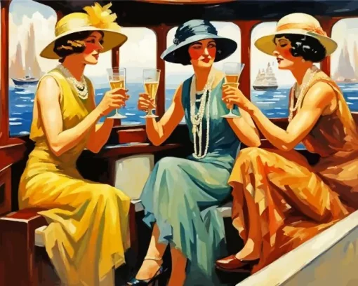 Vintage Boat Party Diamond Painting