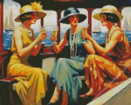 Vintage Boat Party Diamond Painting