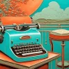 Vintage Blue Typewriter Diamond Painting