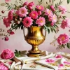 Vintage Pink Flowers Bouquet Diamond Painting