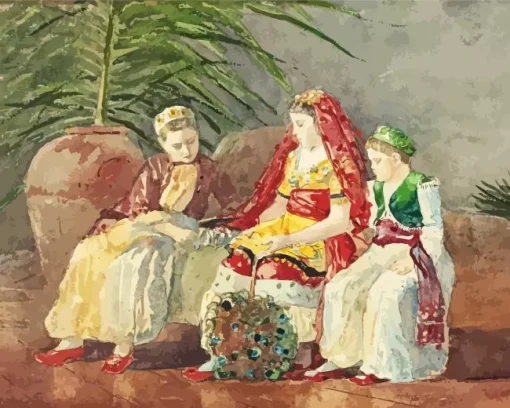 Winslow Homer Children Under Palm Diamond Painting