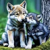 Baby Wolves Diamond Painting