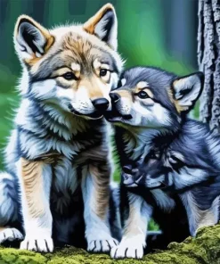 Baby Wolves Diamond Painting