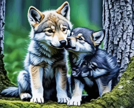 Baby Wolves Diamond Painting