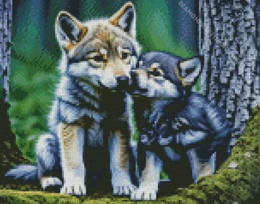 Baby Wolves Diamond Painting