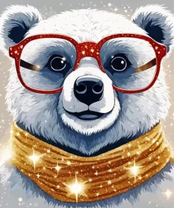 Bear With Glasses Diamond Painting