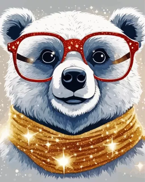 Bear With Glasses Diamond Painting