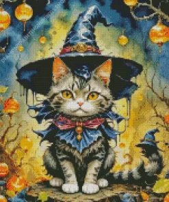 Black Cat Witch Diamond Painting