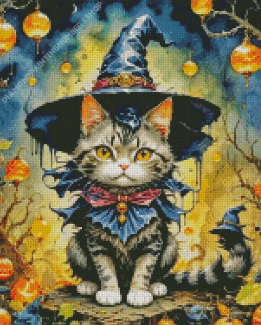 Black Cat Witch Diamond Painting