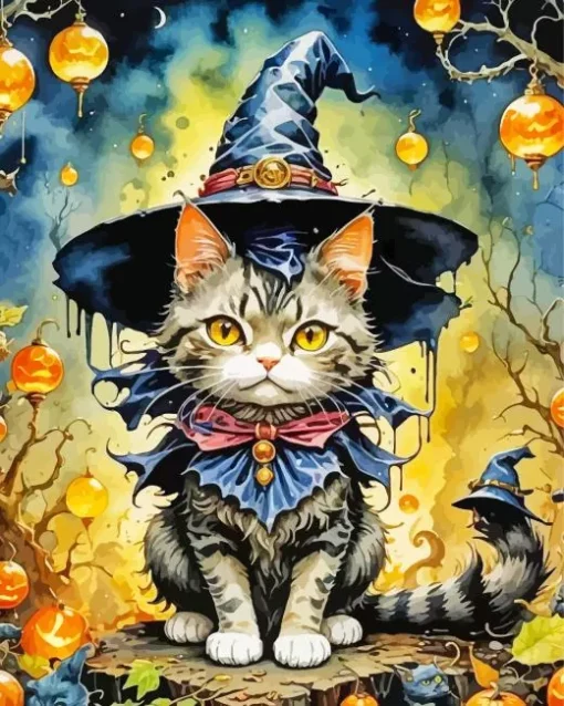 Black Cat Witch Diamond Painting