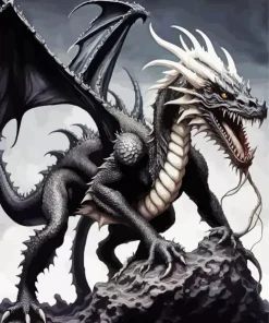 Black DnD Dragon Art Diamond Painting