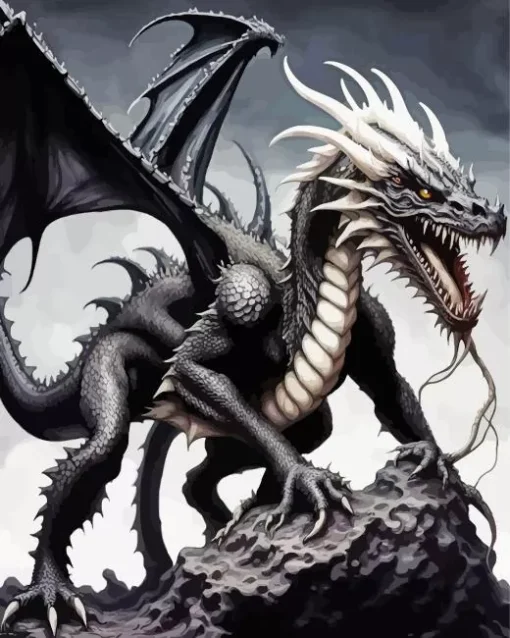 Black DnD Dragon Art Diamond Painting