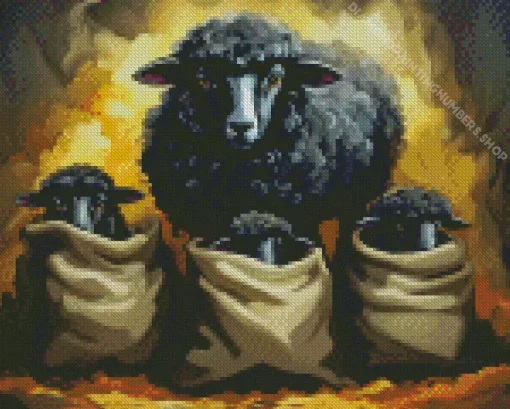 Black Sheeps Diamond Painting