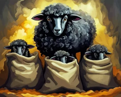 Black Sheeps Diamond Painting
