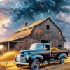 Black Truck Barn Art Diamond Painting