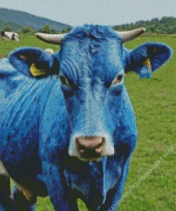 Blue Cow Animal Diamond Painting