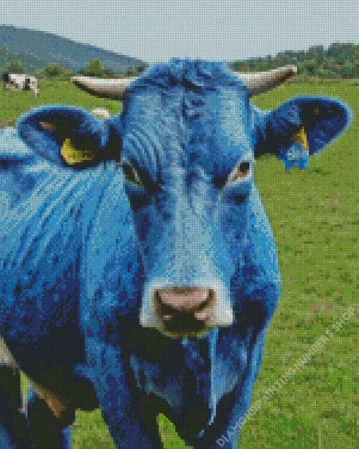 Blue Cow Animal Diamond Painting
