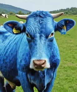 Blue Cow Animal Diamond Painting