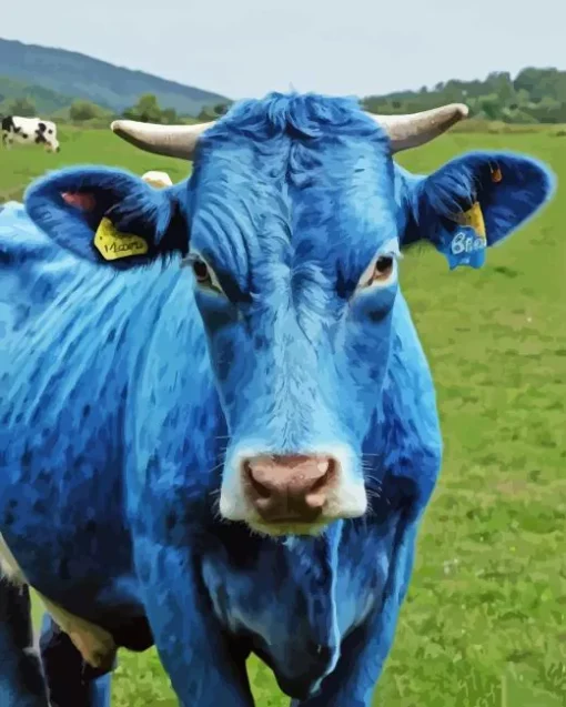 Blue Cow Animal Diamond Painting