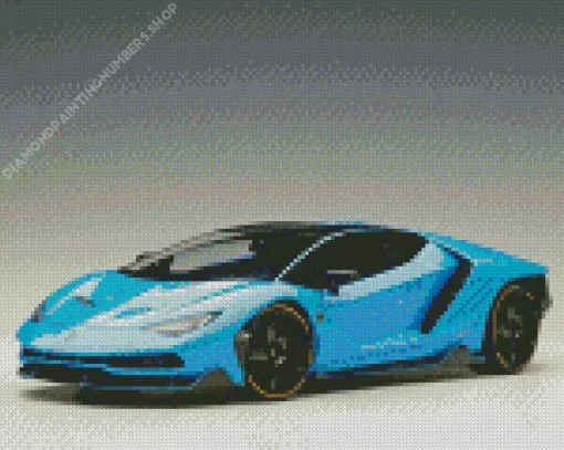 Blue Lamborghini Sport Car Diamond Painting