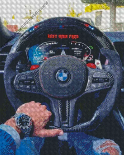 BMW Steering Wheel With Hand Diamond Painting