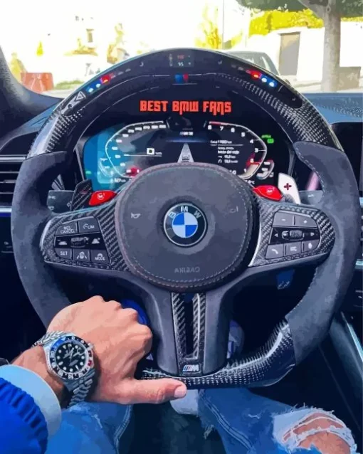 BMW Steering Wheel With Hand Diamond Painting