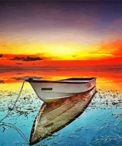 Boat At Sunset Diamond Painting