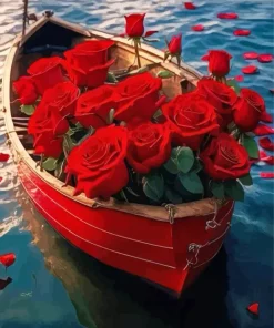 Boat Flower Roses Diamond Painting