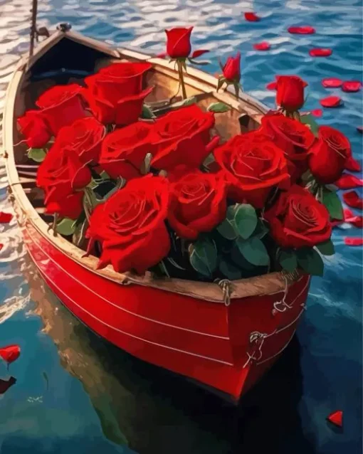 Boat Flower Roses Diamond Painting