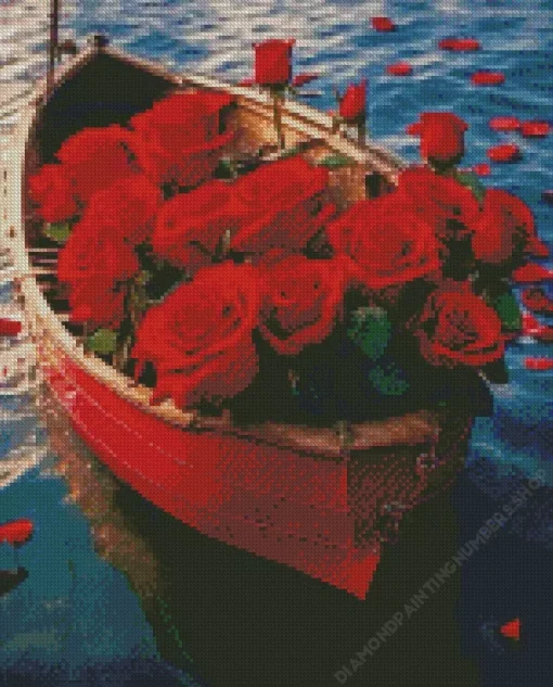 Boat Flower Roses Diamond Painting