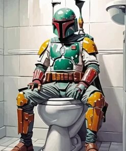 Boba Fett In Bathroom Diamond Painting