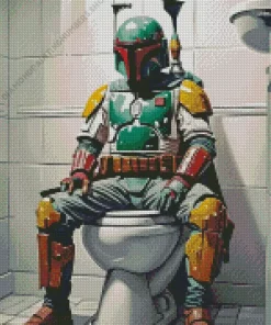 Boba Fett In Bathroom Diamond Painting