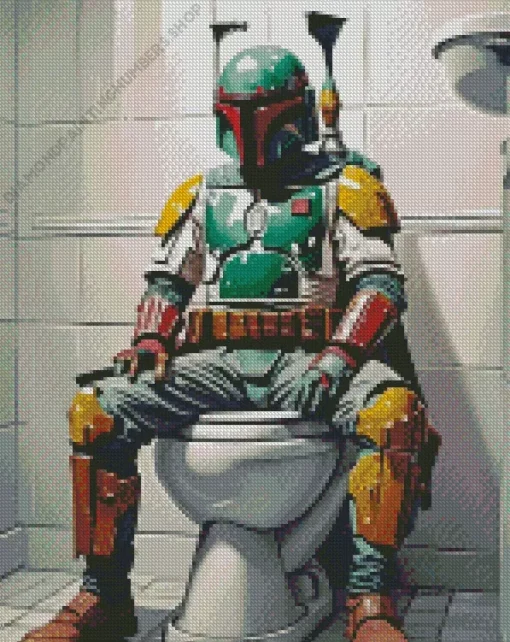 Boba Fett In Bathroom Diamond Painting