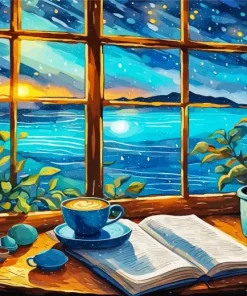 Book And Coffee Diamond Painting