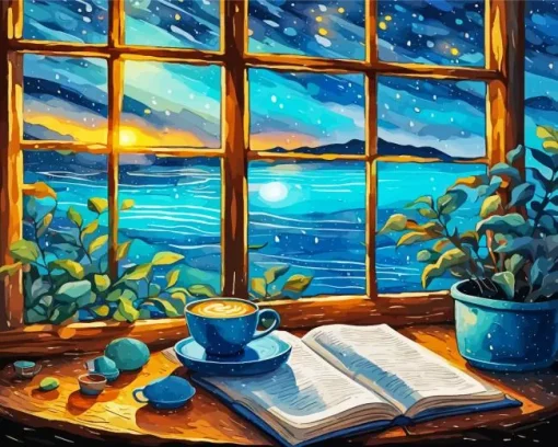 Book And Coffee Diamond Painting