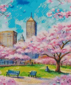 Boston Cherry Blossom Art Diamond Painting